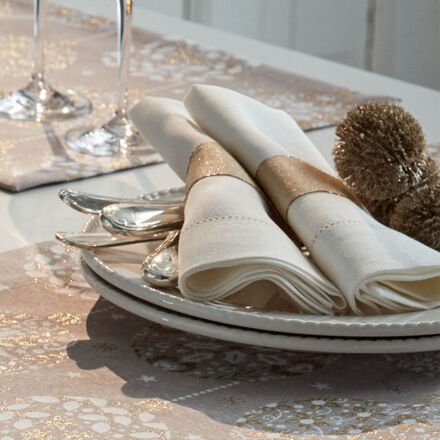 4er Set Servietten Christbaumkugeln, 47 x 47 cm, gold