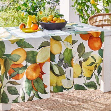 Tischdecke Zitrone 160 x 220 cm - Handgefertigt in Sizilien, 100 % Leinen, strapazierfähig, reißfest, Couvertecken, masc...