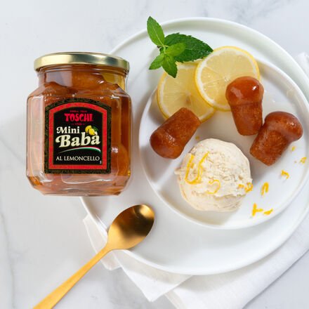 Babà al Limoncello 400 g - Italienisch, in Limoncello-Sirup eingelegt, saftig & weich, handgemacht, 400 g ca. 10-12 Stüc...