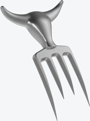 Steak Champ Bull Fork Fleischgabel - massiv, 400 g, ideal zum Tranchieren & Schreddern von Fleisch, Bullenkopf-Griff, Zi...