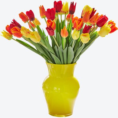 Tulpenstrauß, Farben: Gelb, Orange und Rot, 45 Köpfe
