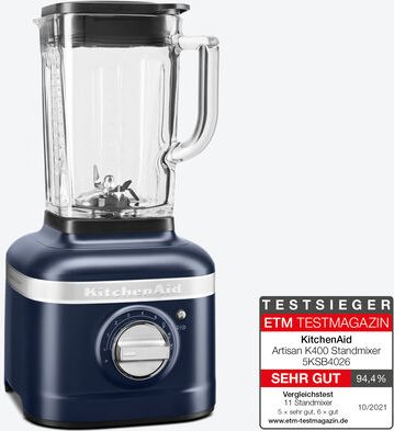 KitchenAid Hochleistungs-Standmixer - Dunkelblau, 1,5 PS, 600-16.000 U/min, 1,4 l Behälter, Edelstahlmesser, 3 Programme...