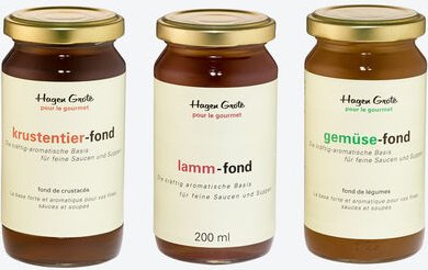 Probierpaket 3: Krustentier-, Lamm- und Gemüsefond je 1 Glas à 200 ml