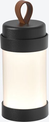 Outdoor-Tischleuchte, Kerzenschein, Schwarz, mit Trageschlaufe, Ø 7,5 cm, 18 cm hoch, 500 g, mit Ladekabel