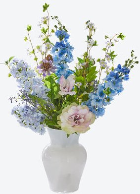 Julia Grote Strauß Rittersporn Blau-Rosa, aus hochwertigem Textil- und Kunstmaterial, ca. Ø 45 cm, 80 cm hoch