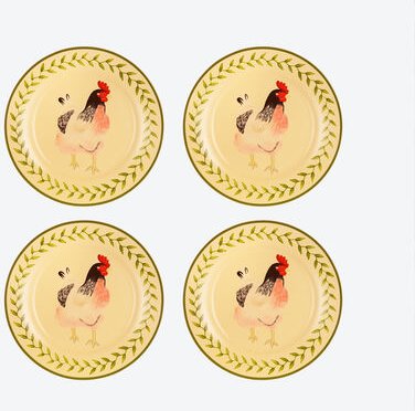 4 Dessert-und Frühstücksteller Hahn, 21 cm
