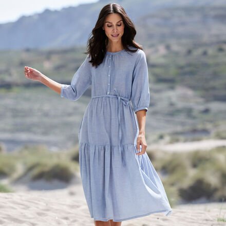 Thumbnail - Maxikleid, gestreift, Blau/Weiß
