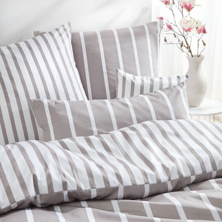 Thumbnail - Satin-Wende-Bettwäsche, Breit/Fein, Streifen, Taube, 135 x 200 + 80 x 80 cm