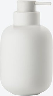 Seifenspender rund, nachfüllbar mit Pumpdosierer, Steingut, Weiß, 300 ml, Ø 7,5/13 cm hoch