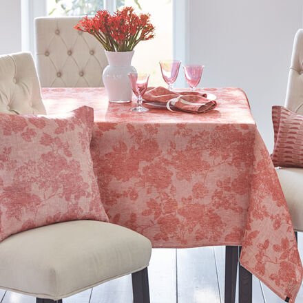 Tischdecke geblümtes Leinen, 150 x 220 cm, ohne Beschichtung