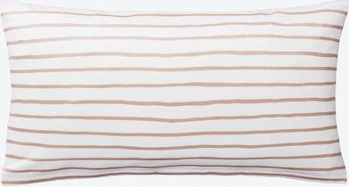 Satin-Kissenbezug Stripe, Beige/Weiß, 40 x 80 cm, 100 % Baumwolle, mit Reißverschluss, waschbar bei 60 °C, trocknergeeig...