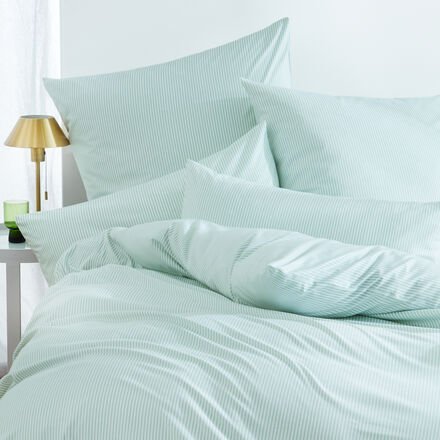 Mako-Interlock-Jersey Bettwäsche Stripes, Hellgrün, 155 x 220 cm + 1 Kissenbezug 80 x 80, 100 % Baumwolle, OEKO-TEX® STA...