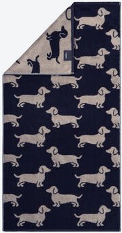 Dackel-Handtuch - 50/100 cm, Wendemotiv, Schwarz/Beige, 100 % Baumwolle