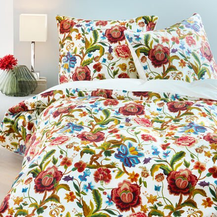 Bio-Satin Bettwäsche Romantic Flower, Creme, 135 x 200 cm + 1 Kissenbezug 80 x 80, Reißverschluss, 100 % Bio-Baumwolle, ...