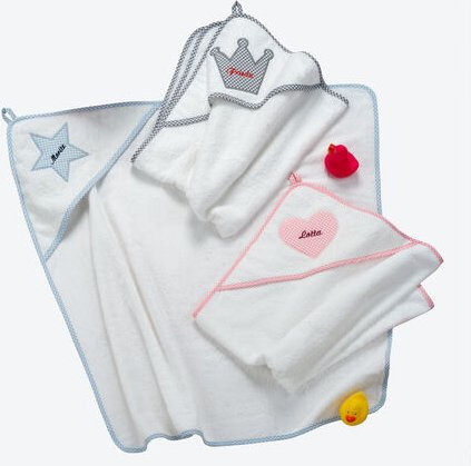 Kapuzenhandtuch, Weiß/Blau