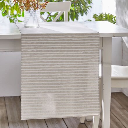 Tischläufer mit Streifenmuster 50 x 150 cm - Flüssigkeits- & Fleckschutz, dauerhafte Beschichtung, abwischbar, Baumwoll-...
