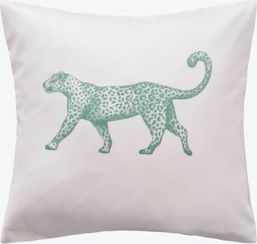 Elegante Kissenbezug Leopard - 100 % Baumwolle, Satin, 40/40 cm, Grün/Natur Leopard