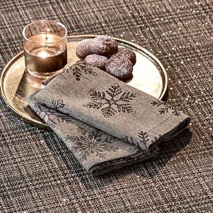 Thumbnail - 4er-Set Servietten "Festtagsglanz" - 68 % Polyester, 29 % Baumwolle, 3 % weitere Fasern, Braun, Jacquard-gewebt mit Twee...