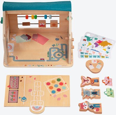 Meine erste Schule, Lernspiel aus Holz/Filz, 27 x 20 x 22,5 cm (B/T/H)