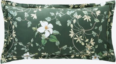 Satin Kissenbezug Gardenien, Dunkelgrün , 40 x 80 cm, Reißverschluss, 100 % Baumwolle, OEKO-TEX® STANDARD 100, Maschinen...