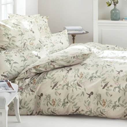 Satin-Bettbezug Garden, 135 x 200 cm, weiß