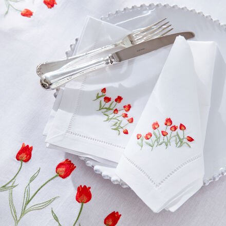4er-Set Servietten Tulpe, 40 x 40 cm