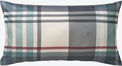 Satin-Kissenbezug Klassik-Karo, blau/beige 40 x 80 cm
