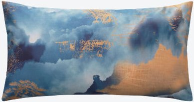 Kissenbezug Satin-Bettwäsche Fuji - 100 % Baumwolle, Fuji-Motiv, 40/80 cm, Blau/Bronze