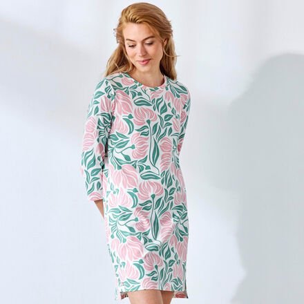 Weiß mit floralem Muster in Rosa-Grün - 95 % Baumwolle, 5 % Elasthan, OEKO-TEX® STANDARD 100, Rückenlänge ca. 85 cm, Grö...