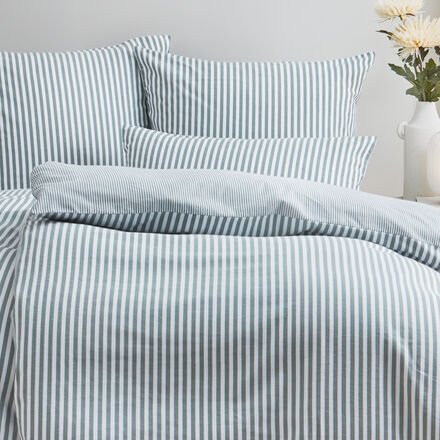 Thumbnail - Edelflanell-Wende-Bettwäsche, gestreift, Salbeigrün, 155 x 220 + 80 x 80 cm