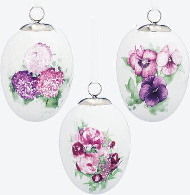 Ostereier Blüten, pink, 3er Set