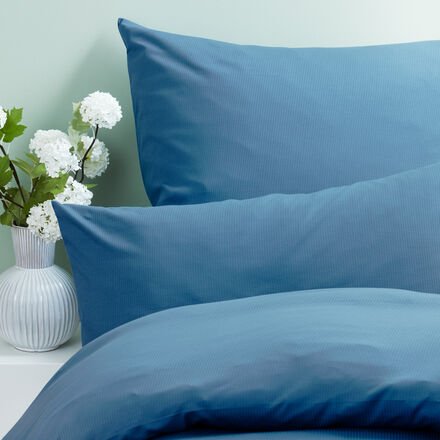 Thumbnail - Jersey-Bettwäsche Lines - 135/200 + 80/80 cm, feines Linienmuster in Blau, 100 % Baumwolle