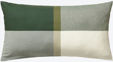 Soft-Flanell Kissenbezug Big Check, Grün/weiß 40 x 80 cm