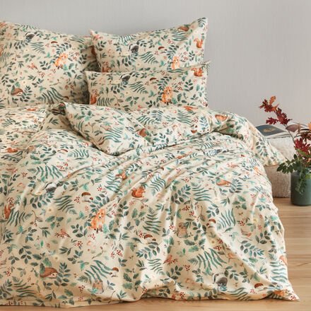 Flanell-Bettwäsche, Tiere im Wald, 155 x 220 + 80 x 80 cm