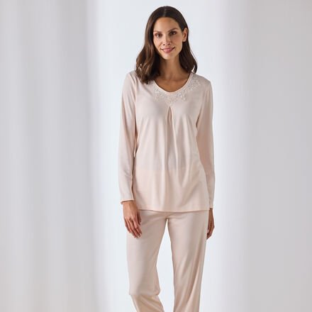 Fürstenberg Pyjama, Puder, Größe 42, 100 % merzerisierte Baumwolle