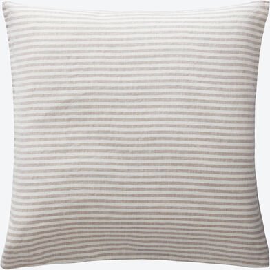 Leinen-Kissenbezug gestreift, Natur, 80 x 80 cm