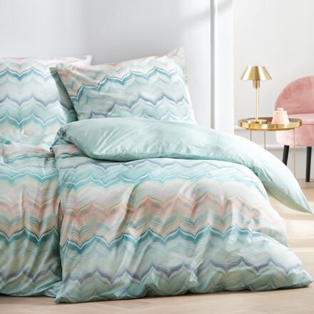 Satin-Wende-Bettwäsche, Zickzack pastell, 135 x 200 + 80 x 80 cm