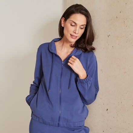 Sweat-Jacke, Dunkelblau, Größe 40