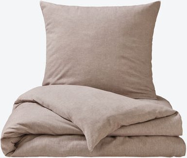 Flanell-Fischgrät-Bettwäsche, 155 x 220 + 80 x 80 cm Taupe