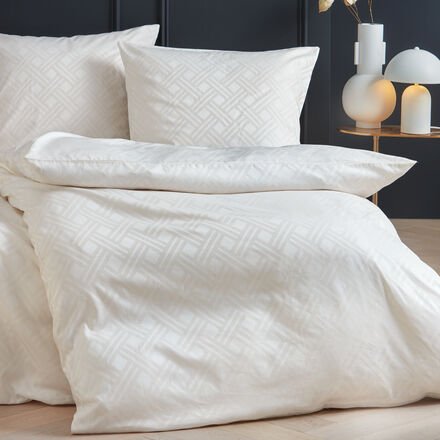 Mako-Brokat-Damast Bettwäsche, Creme, 135x200+80x80 cmCreme, 100 % Baumwolle, mit Reißverschluss, waschbar bei 60 °C, tr...