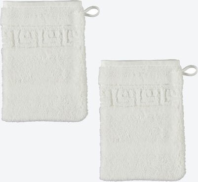 2er-Set Frottee Waschhandschuh 16 x 22cm Meander Weiß, 100 % Baumwolle, 554 g/m², OEKO-TEX® STANDARD 100, Maschinenwäsch...