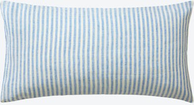 Leinen-Bettbezug gestreift, Blau, 155 x 220 cm