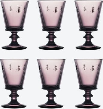 Thumbnail - 6er-Set Weißweingläser Bienen, violett, 14 cm hoch, 240 ml