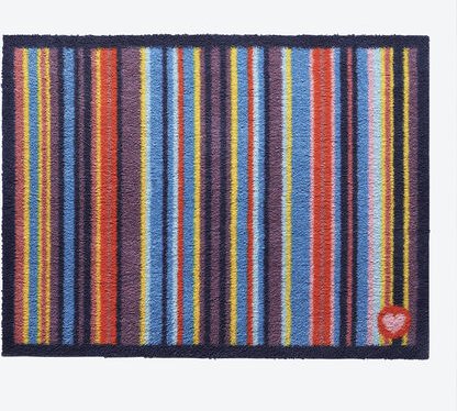 Fußmatte mit Streifen-Muster 50 x 75 cm - 95 % Schmutzaufnahme, saugstark, nachhaltig aus recycelten Materialien, rutsch...