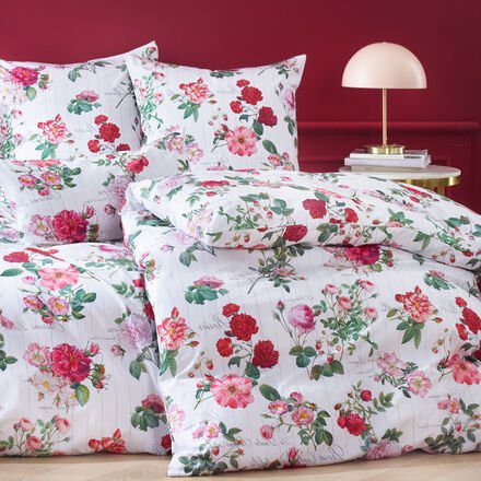 Thumbnail - 2-tlg. Satin-Bettwäsche-Set 135 x 200 + 80 x 80 cm - Rosenmuster, Bio-Baumwolle, GOTS-zertifiziert, hautsympathisch, atm...