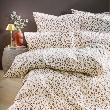 Leoparden-Bettwäsche - Satin-Bettwäsche, 100 % Baumwolle, Natur/Braun, 155/220 + 80/80 cm