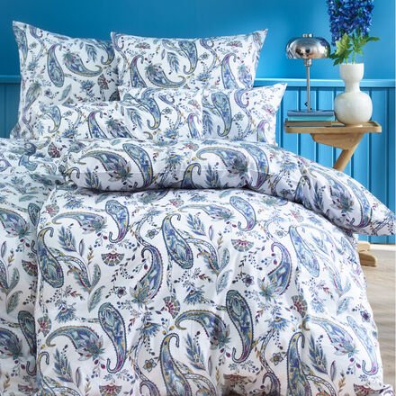 3er-Set Bettwäsche Paisley 135 x 200 +80 x 80 +40 x 80 cm - 100 % Baumwolle, Schweizer Premium-Satin, mit Reißverschluss...