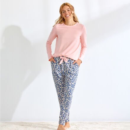 Thumbnail - Hose "Leo-Print" - 95 % Baumwolle, 5 % Elasthan, Sand/Grau, Länge ca. 100 cm, Maschinenwäsche 40 °C, trocknergeeignet, G...