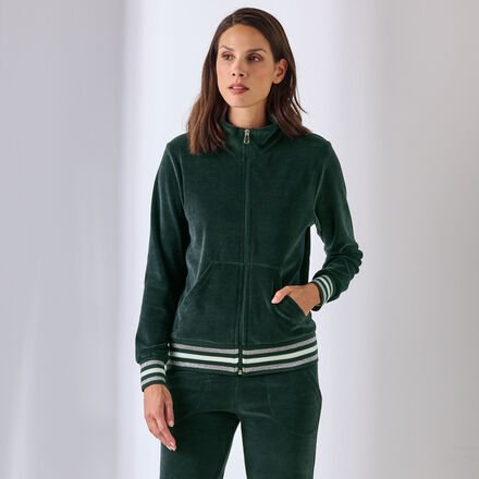 Nicki-Hausanzug, Dunkelgrün, Größe 38, Dunkelgrün, 80 % Baumwolle, 20 % Polyester