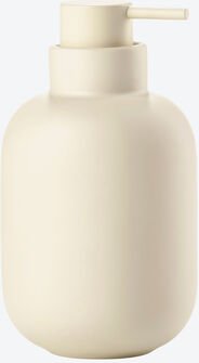 Seifenspender rund, nachfüllbar mit Pumpdosierer, Steingut, Sand, 300 ml, Ø 7,5/13 cm hoch